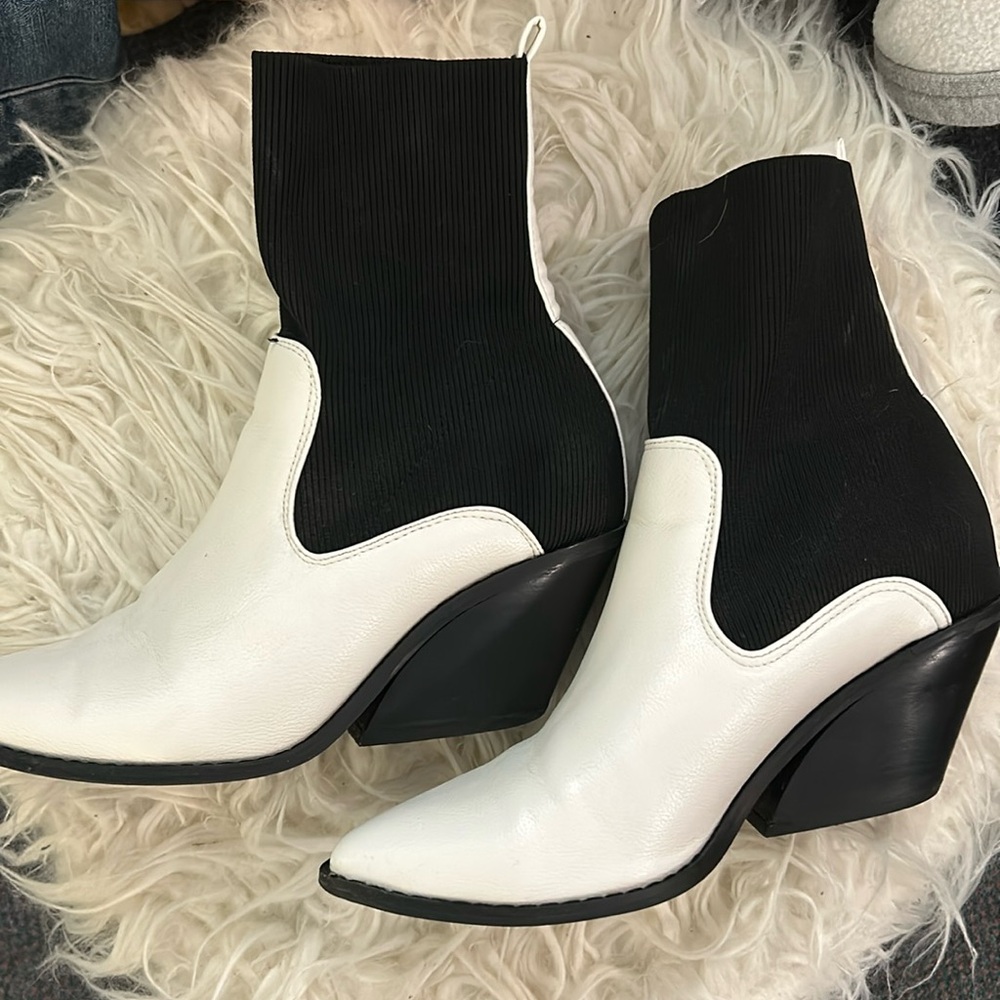 ASOS black and white western style sock boot